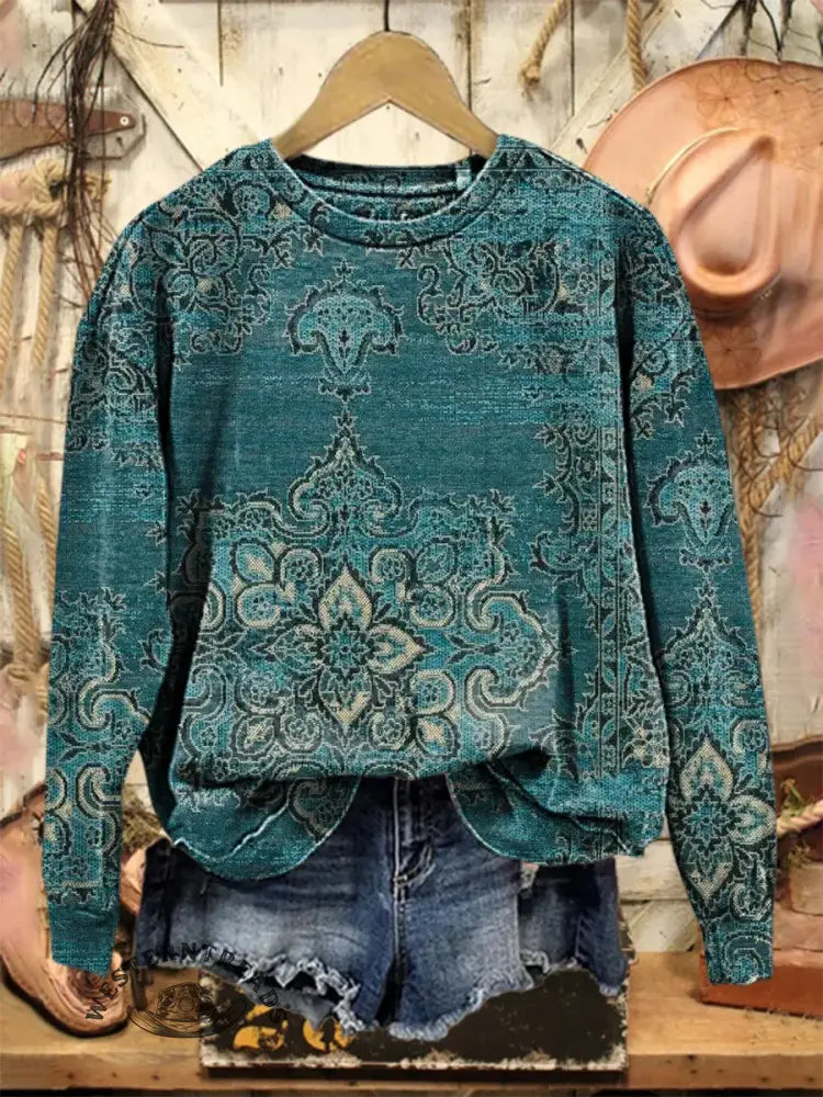 Vintage Western Art Print Sweatshirt