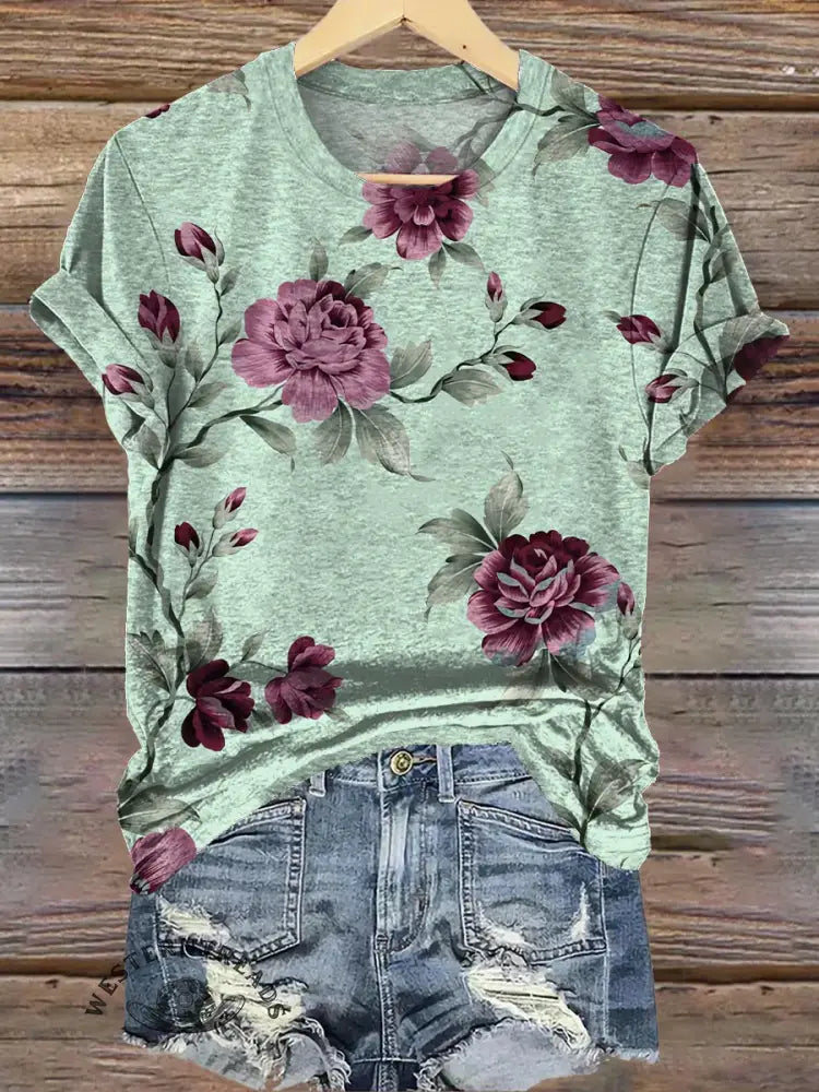 Floral Art Print T-shirt