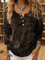 Retro Art Pattern Print Buttoned Cardigan Sweater