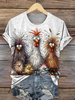 Funny Chicken Art Print Classic Short-sleeved T-shirt
