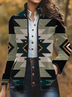 Women's Vintage Art Print Casual Jacket