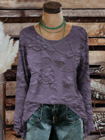 Women's Vintage Floral Art Print Casual Long Sleeve T-shirt