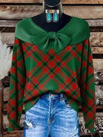Women's Vintage Checkered Print Casual Sweater
