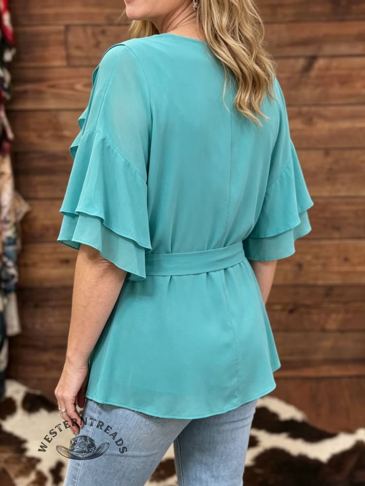 Boho Resort V-neck Shirt Self-tie Belt