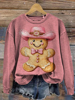 Vintage Christmas Pattern Casual Cotton Sweatshirt