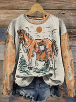 Vintage Winter West Art Print Casual Sweatshirt