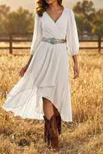 Women's V-neck Long-sleeved Dress