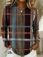 Women's Retro Plaid Print Casual Cotton Shirt