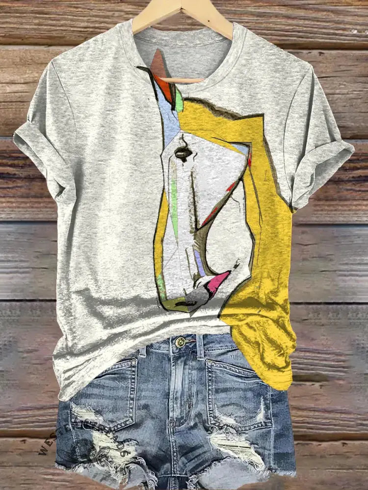 Funny Horse Art Print T-shirt