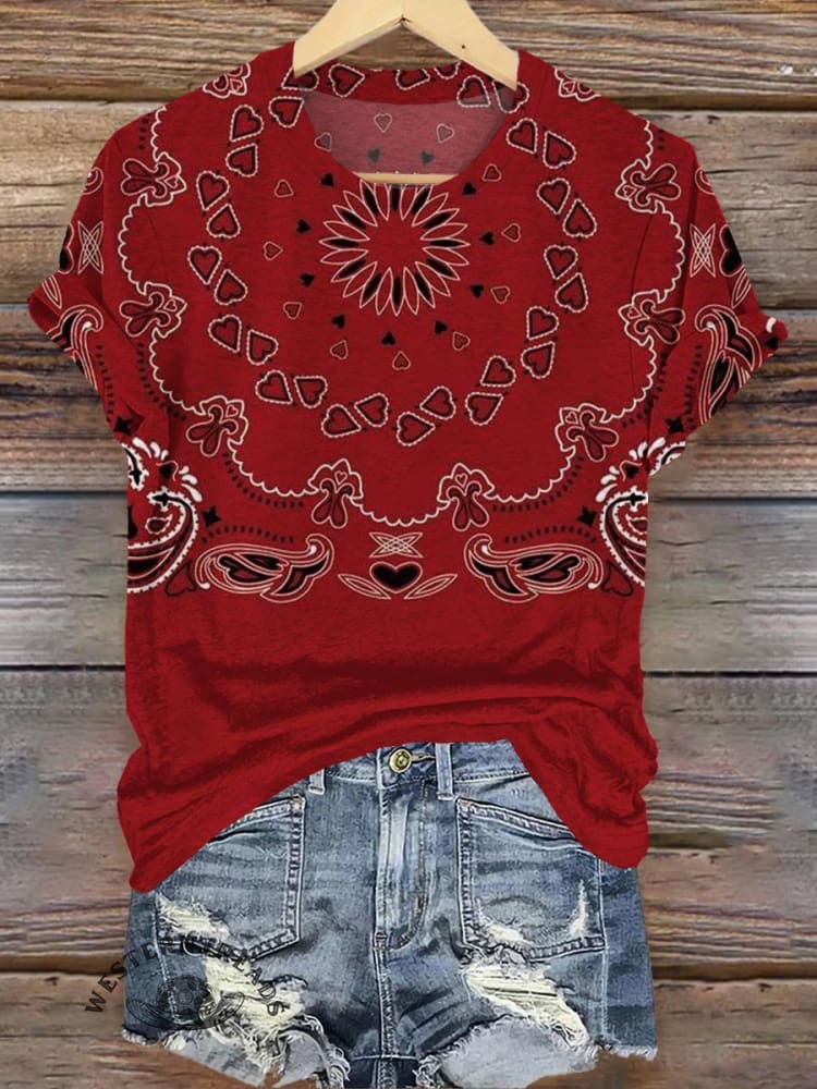 Paisley Print Casual T-shirt
