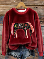 Horse Fall/winter Warm Plush Sweatshirt