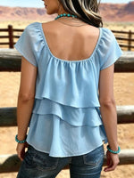 Women's Vintage Multi-layer Patchwork Chiffon Casual Shirt