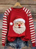 Vintage Christmas Pattern Casual Cotton Sweatshirt