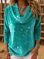 Women's Vintage Printed Casual Velvet Top