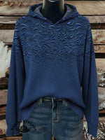 Women's Vintage Floral Print Henley Neck Sweater Top