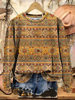 Retro Art Print Casual Cotton Sweatshirt