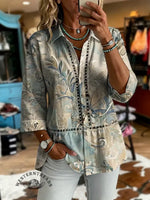 Women's Retro Floral Casual Hollow-out Shirt