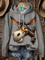 Funny Donkey Art Print Cotton Casual Hoodie Sweatshirt