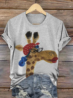 Retro Funny Animals Art Print Casual T-shirt