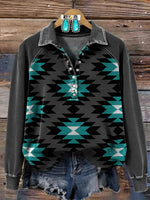 Vintage Aztec Art Print Casual Sweatshirt