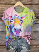 Vintage Funny Donkey Pattern T-shirt