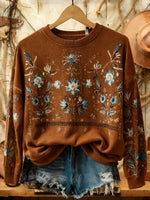 Vintage Art Print Casual Sweatshirt