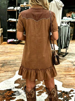 Western Color Block Button Down Shirt Dress