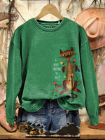 Vintage Christmas Pattern Casual Cotton Sweatshirt