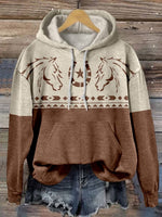 West Aztec Print Casual Hoodie Sweatshirt