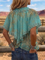 Vintage Western Print Comfortable Summer Fabrics Casual Shirt