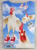 Funny Chicken Print Casual T-shirt