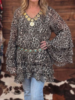 Western Wild Ruffle Layered Tunic Top