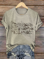 Retro Western Art Print Casual T-shirt