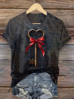 Vintage Valentine's Day Heart Key Art Print T-shirt