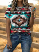 Vintage Aztec Art Elegant Soft Western Cotton T-shirt Top