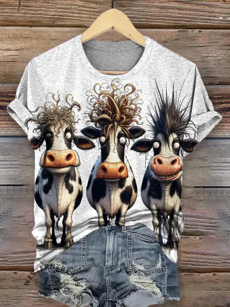 Funny Cow Art Print Classic Short-sleeved T-shirt