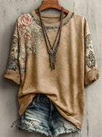 Women's Vintage Printed Casual Short Sleeve T-Shirt