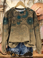 Retro Floral Casual Cotton Sweatshirt