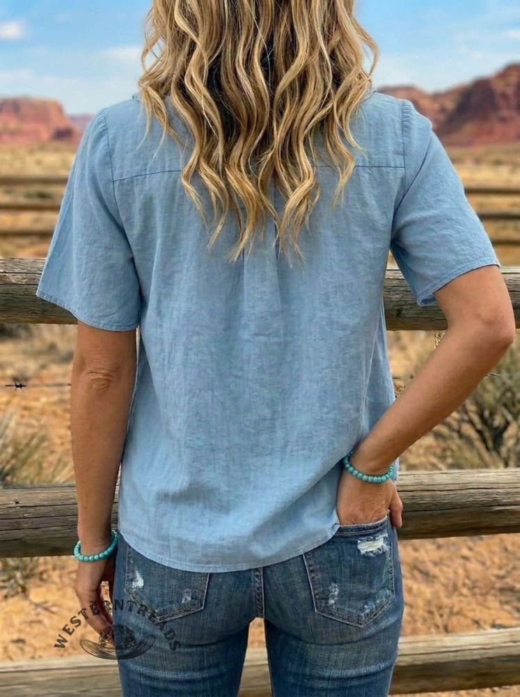 Vintage Ruffled Cotton And Linen Shirt