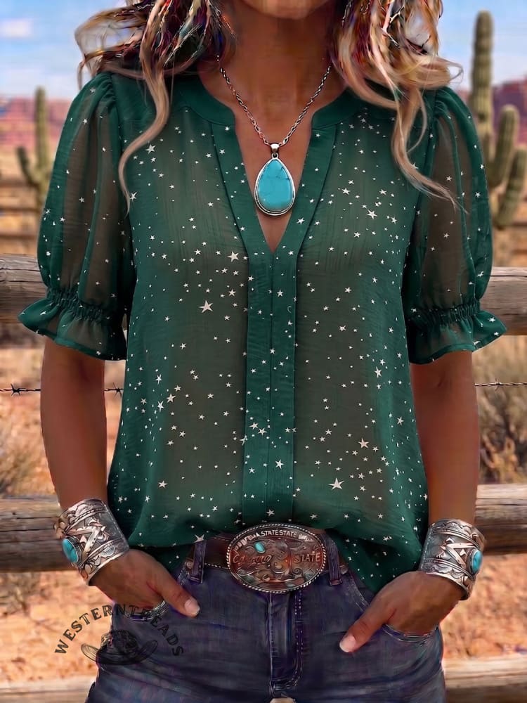 Vintage Art Comfortable Summer Fabrics Puff Sleeve Casual Shirt