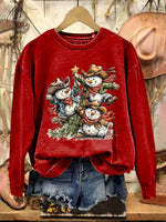 Vintage Christmas Pattern Casual Cotton Sweatshirt