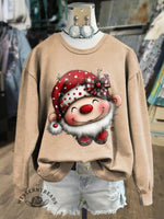 Vintage Christmas Art Print Casual Cotton Sweatshirt