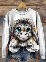 Funny Donkey Art Print Casual Cotton Sweatshirt