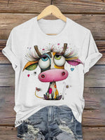 Retro Funny Animals Art Print Casual T-shirt