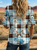 Women's Retro Art Puff Sleeve Casual Shirt