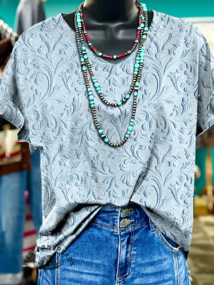 3d Floral Visuals V-neck T-shirt