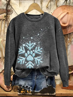 Vintage Christmas Print Casual Cotton Sweatshirt