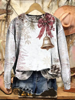 Vintage Christmas Art Print Casual Cotton Sweatshirt