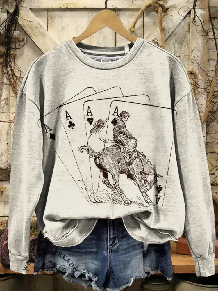 Women's Western Art Print Casual Sweatshirt