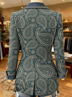 Paisley Print Patchwork Denim Coat